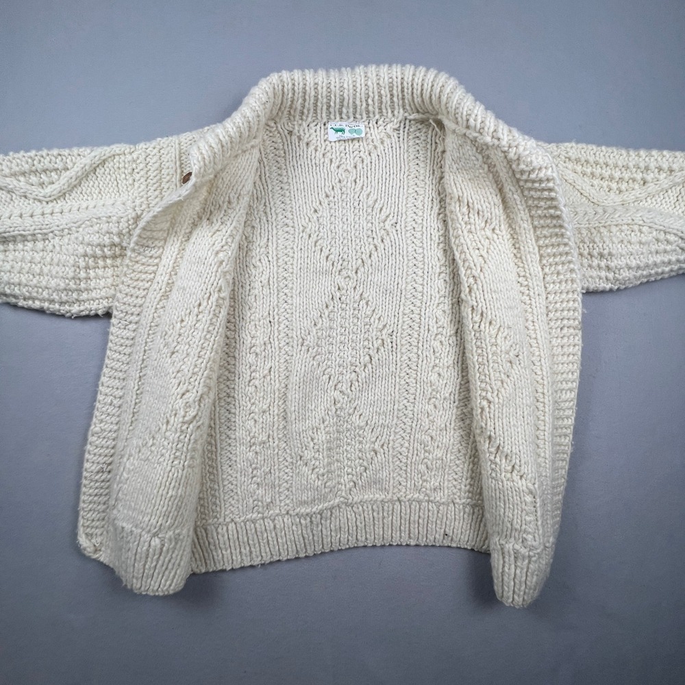 Vintage Hand‎ Knit Cardigan Sweater Mens L Cream Wool Cable Knit Ecuador C.C.H. - Picture 4 of 13